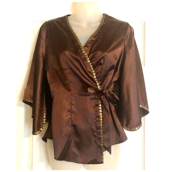 Mark by Avon Brown with Brass Detailed Kimono - Picture 1 of 9